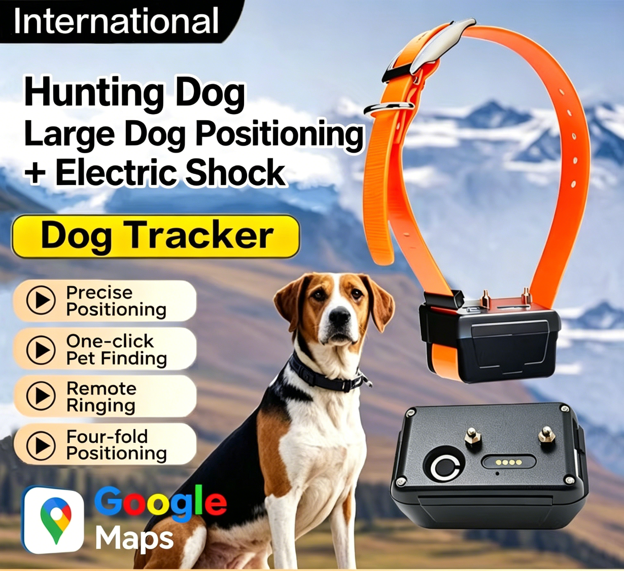 4G LTE Hunting Dog GPS Tracker Collar with Electric Shock Training