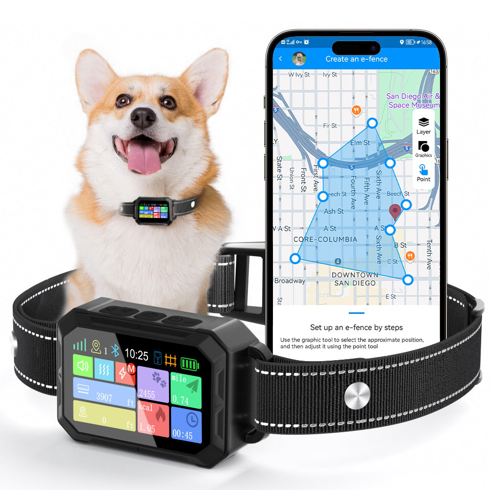 3-in-1 GPS Dog Fence Training Collar IP67 Waterproof Long Range